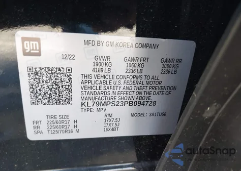 2023 Chevrolet Trailblazer Fwd Lt z USA, uszkodzony, nr VIN KL79MPS23PB094728